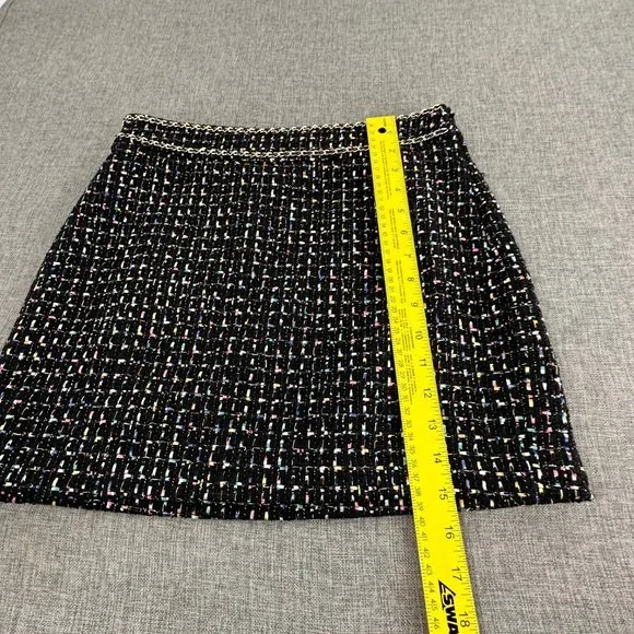 Endless Rose Tweed Skirt Black/ Multicolor Medium Gold Chain on Waistline Lined - Picture 8 of 16